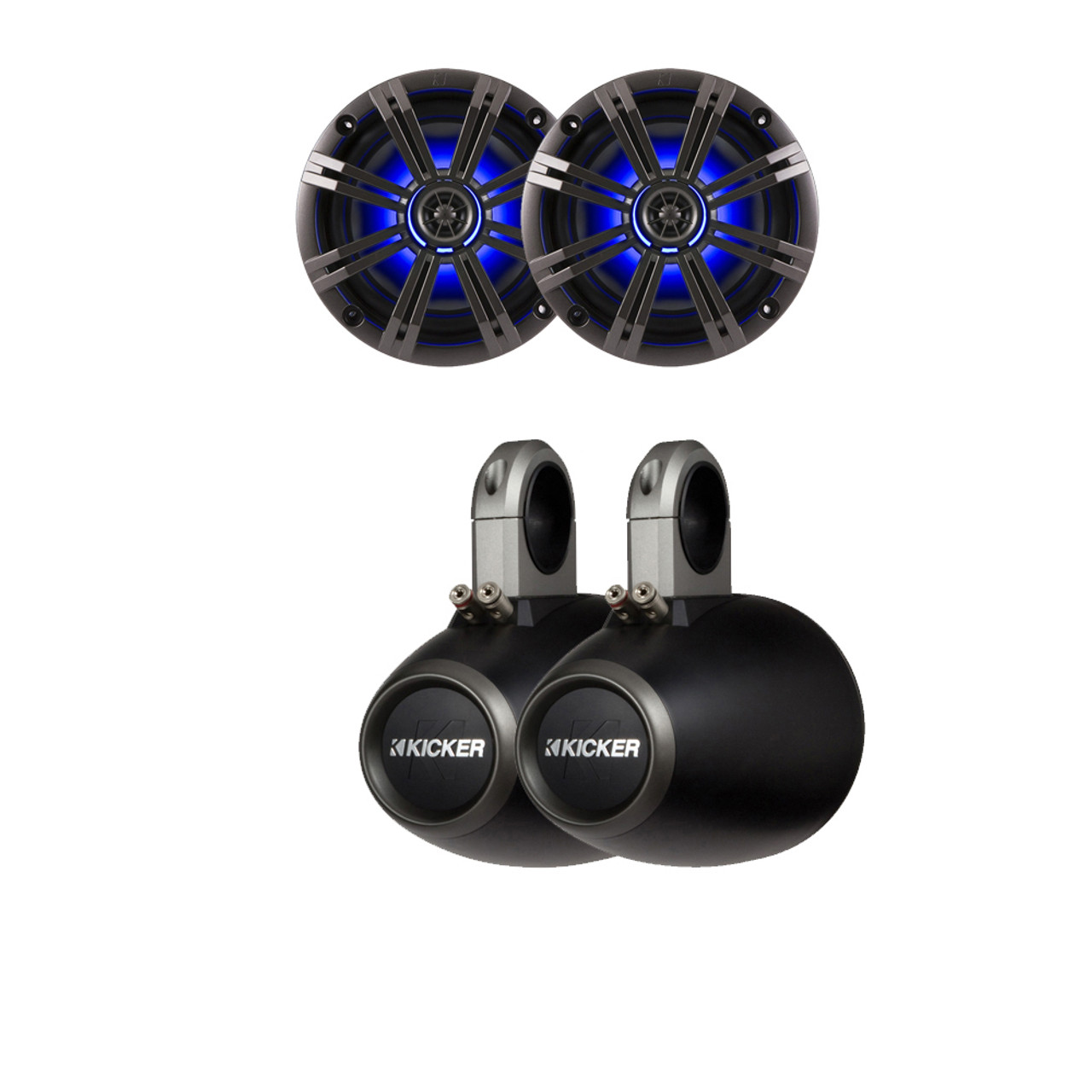 Kicker Marine Bundle with (2)OEM Replacement Speakers + 12KMTES